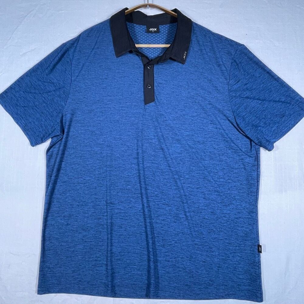 JDX Blue Collared Short Sleeve Performance Golf Athletic Polo Shirt Size XL